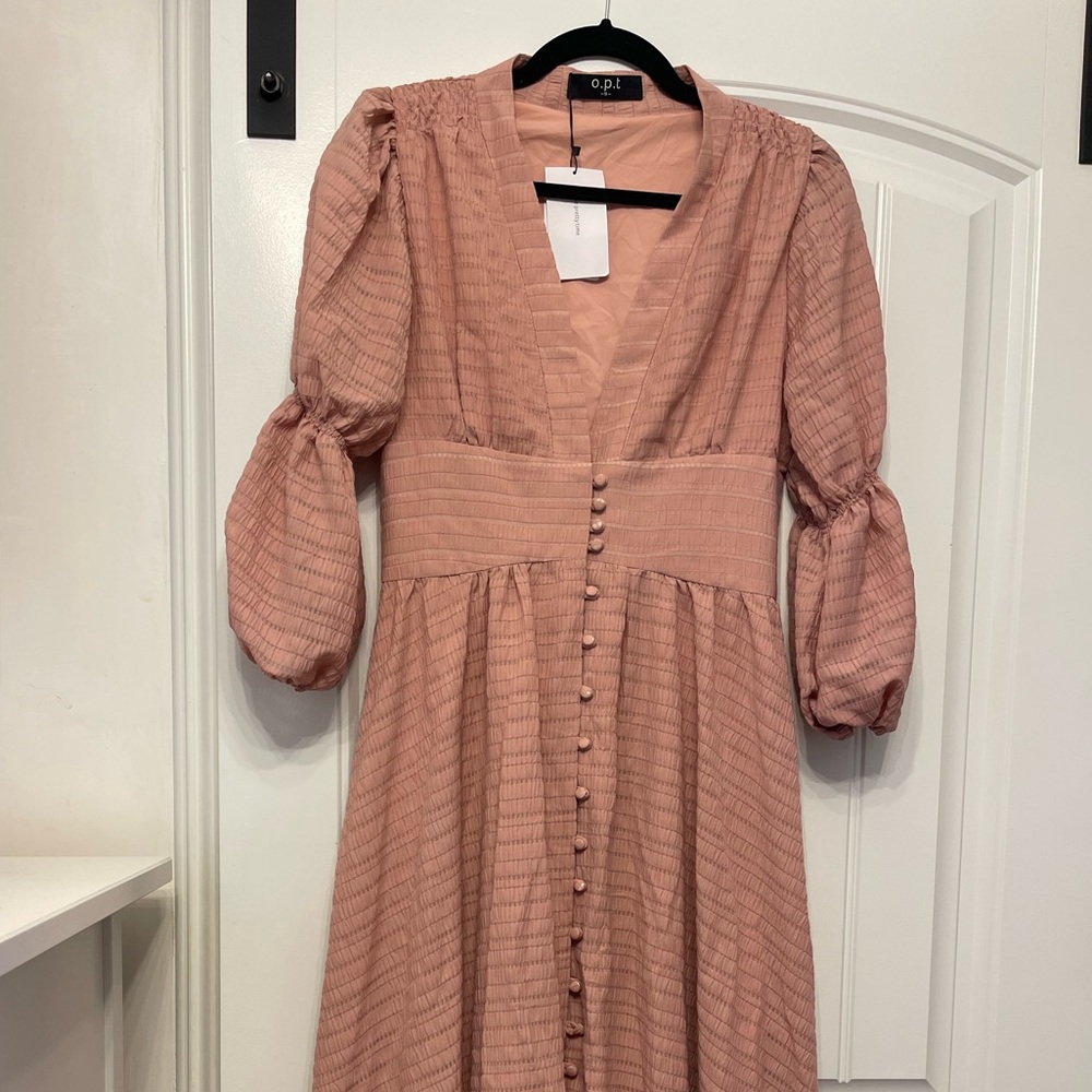 Rose maxi dress with pouf sleeves OPT